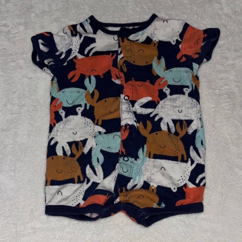 Carters 6month  Crab Print Kids One Piece romper- Multicolor